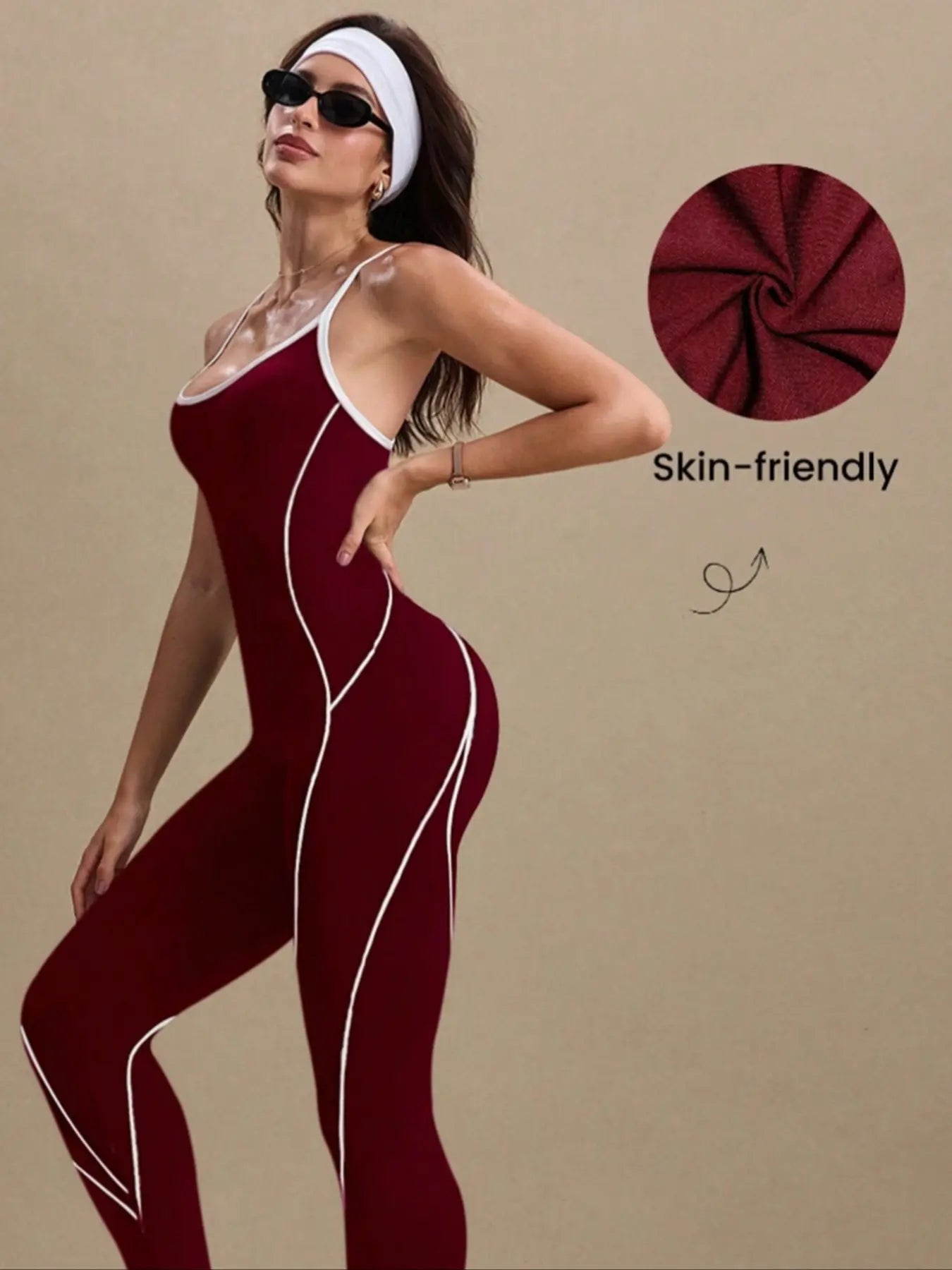 Women'S Yoga Jumpsuit, Backless Sports Jumpsuit, Sporty Jumpsuit, Outdoor Sport One-Piece, Seamless Knitted Hollow Out Long, above the Ankle, Plain Pattern, All Seasons