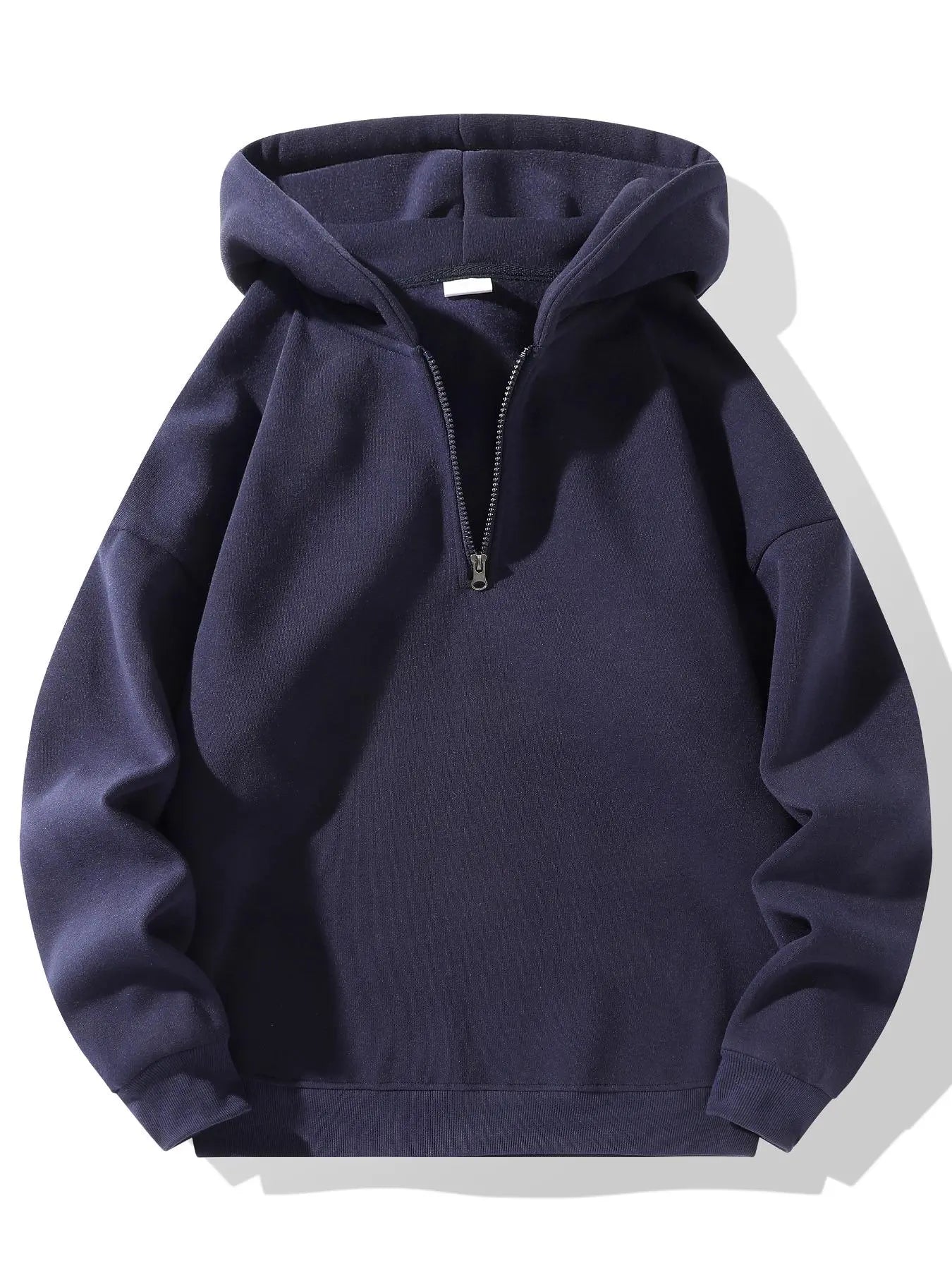 Men'S Plain Half Zip Drop Shoulder Essentials Hoodie, Regular Fit Fitted Casual Comfy Fit Long Sleeve Hooded Sweatshirt for Fall & Winter, Men'S Clothes for Daily Wear