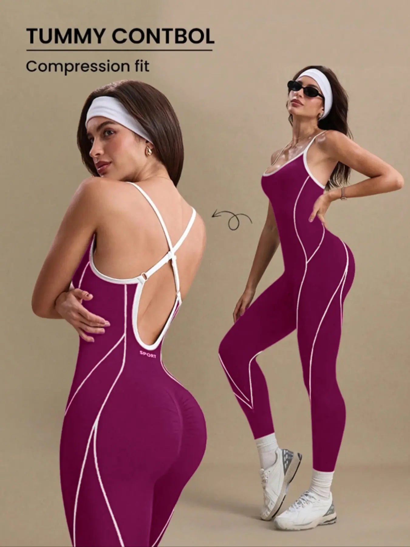 Women'S Yoga Jumpsuit, Backless Sports Jumpsuit, Sporty Jumpsuit, Outdoor Sport One-Piece, Seamless Knitted Hollow Out Long, above the Ankle, Plain Pattern, All Seasons
