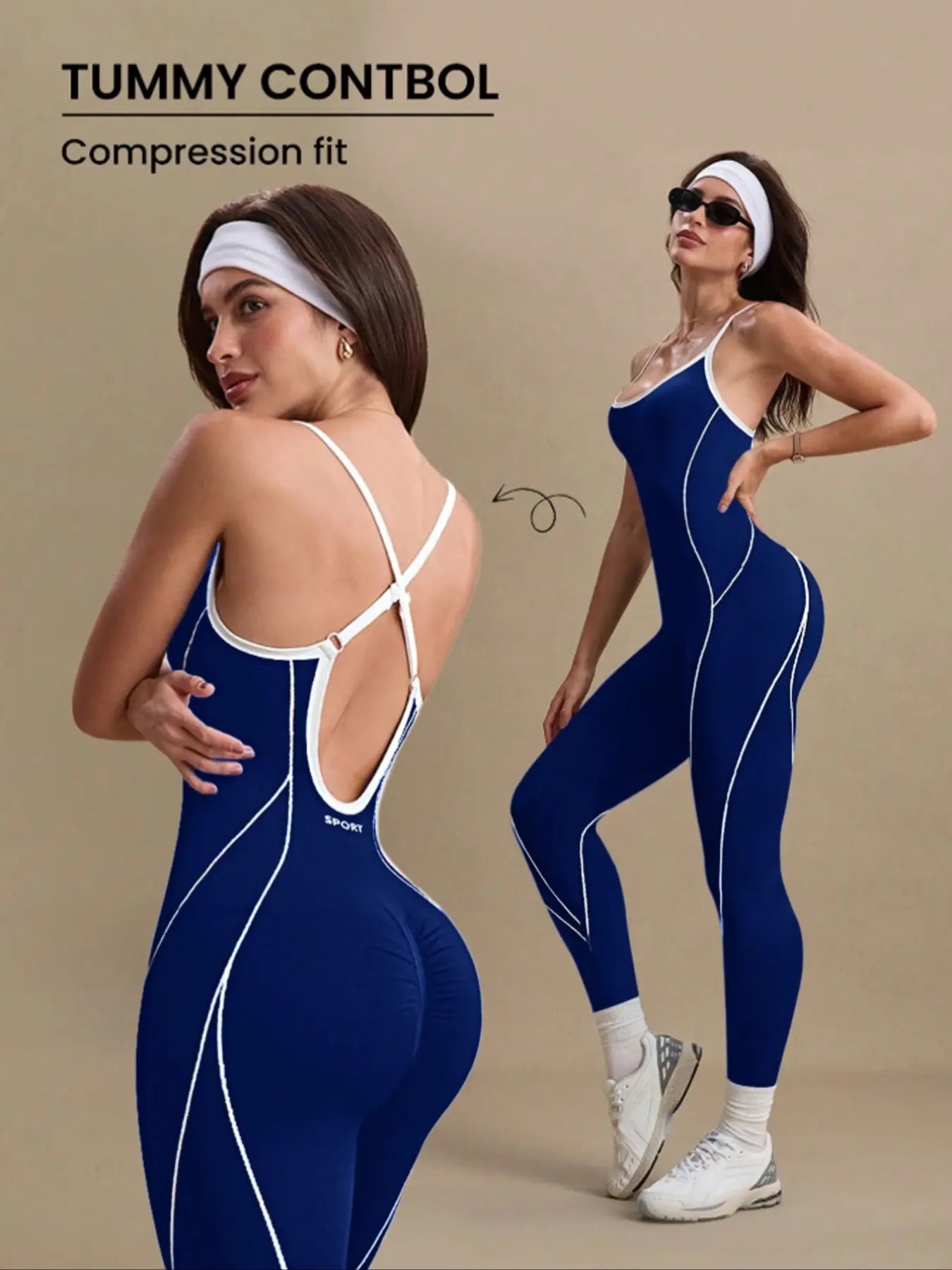 Women'S Yoga Jumpsuit, Backless Sports Jumpsuit, Sporty Jumpsuit, Outdoor Sport One-Piece, Seamless Knitted Hollow Out Long, above the Ankle, Plain Pattern, All Seasons
