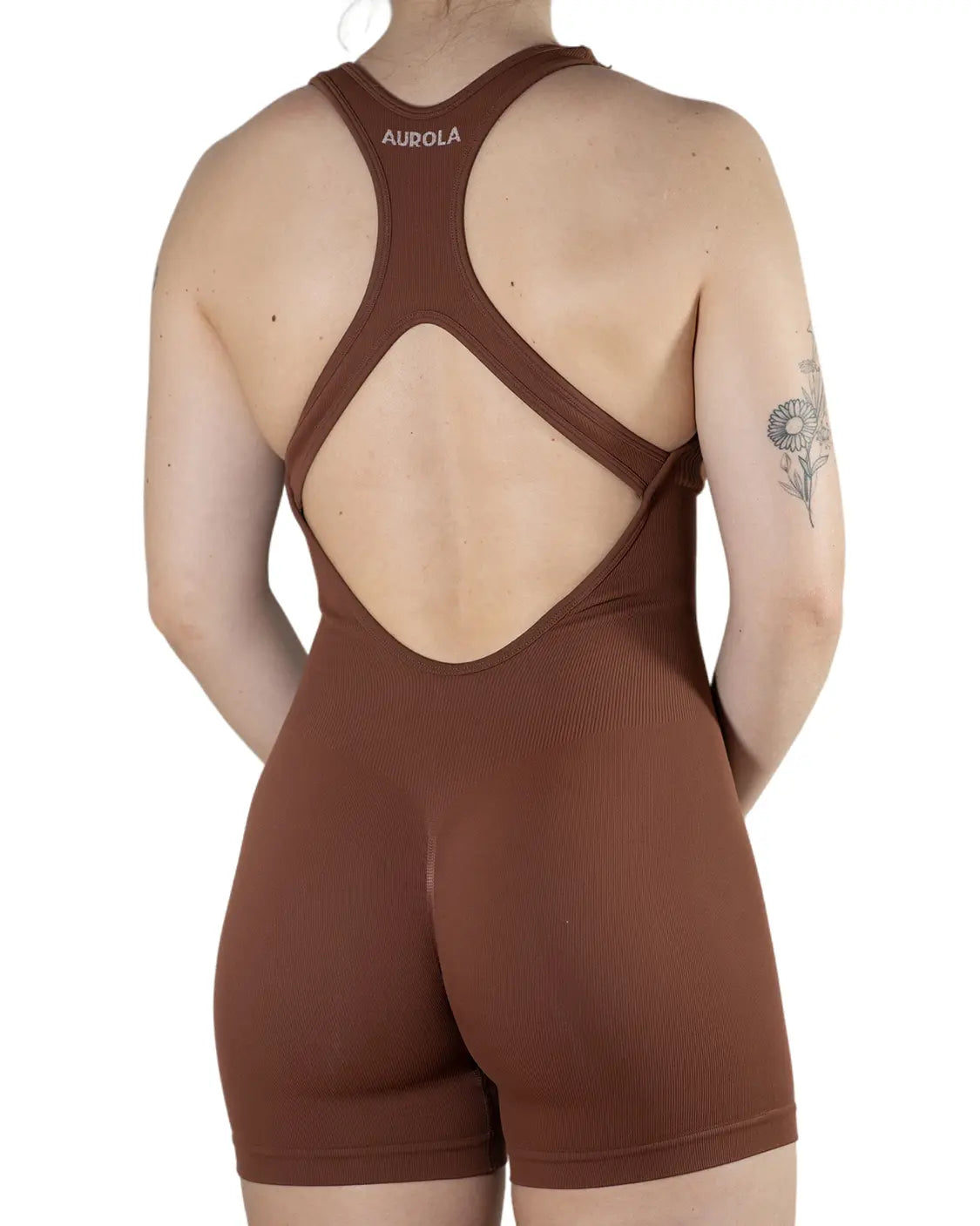 AUROLA Power Romper for Women Workout Yoga Gym Seamless One Piece Racerback Jumpsuit Tummy Control Padded Sports Bodysuit