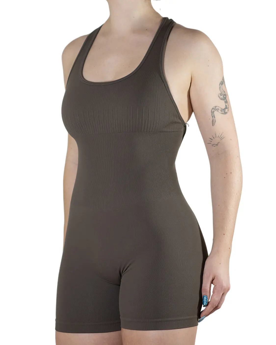 AUROLA Power Romper for Women Workout Yoga Gym Seamless One Piece Racerback Jumpsuit Tummy Control Padded Sports Bodysuit