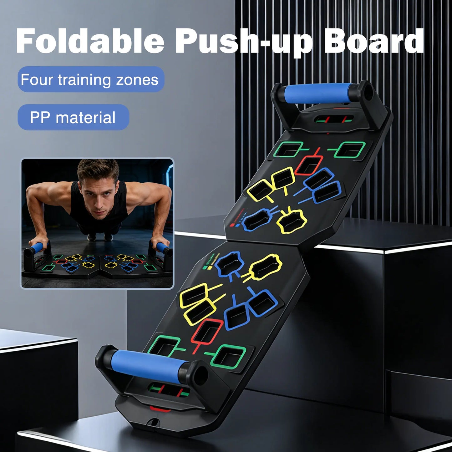 Push-Up Board - Single Unit, Black, Durable Impact-Resistant Design for Daily Strength Training